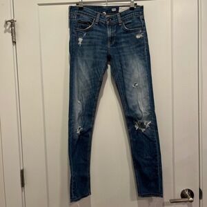 Rag & Bone Skinny Jeans Canyon Wash Distressed Ripped Denim W1590K510CAN Size 24